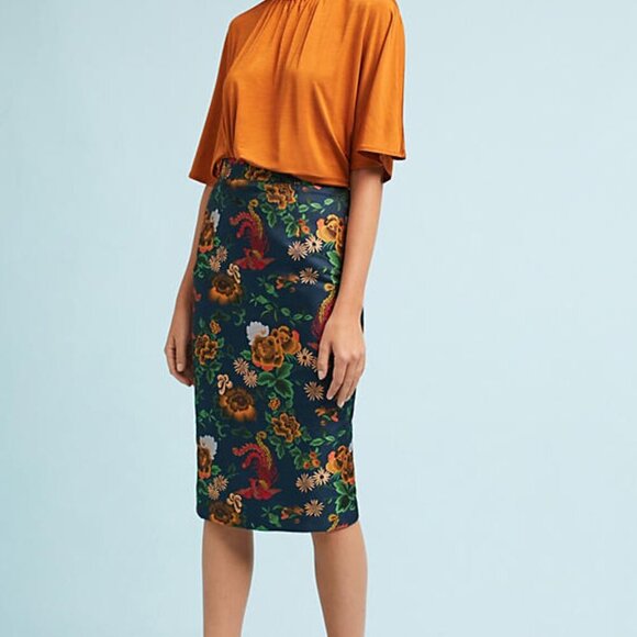 NWT Anthropologie Floral Jacquard Skirt by ISLA MAUDE - Picture 1 of 7